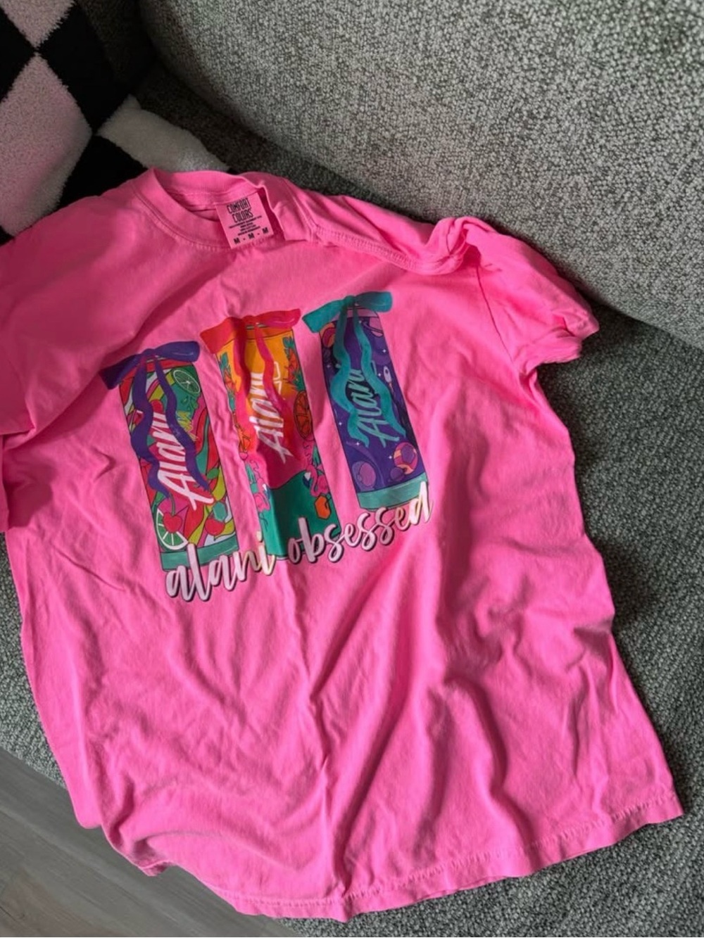 Comfort Colors Neon Pink Short Sleeve Tee with Soda Can Trio Graphic